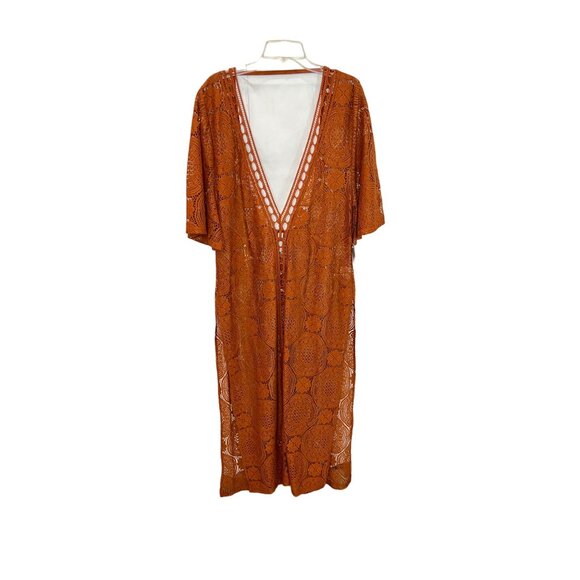 Chelsea28 Brown Orange Boho Lace Cover-Up Maxi Dress  NWT - Size M - Picture 4 of 6